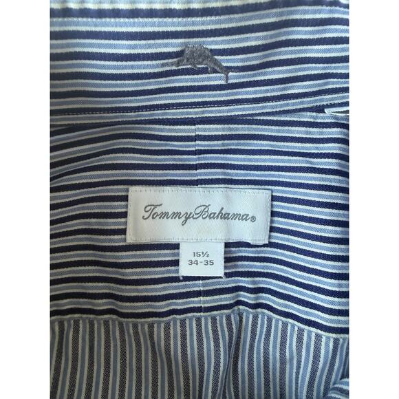 Tommy Bahama Men Size 15 1/2 34-35 Striped Button Down Cotton Shirt Nautical - Picture 7 of 9